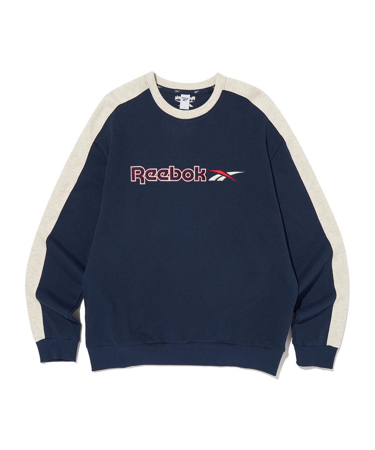 리복(REEBOK) 사이드 배색 맨투맨 - 네이비