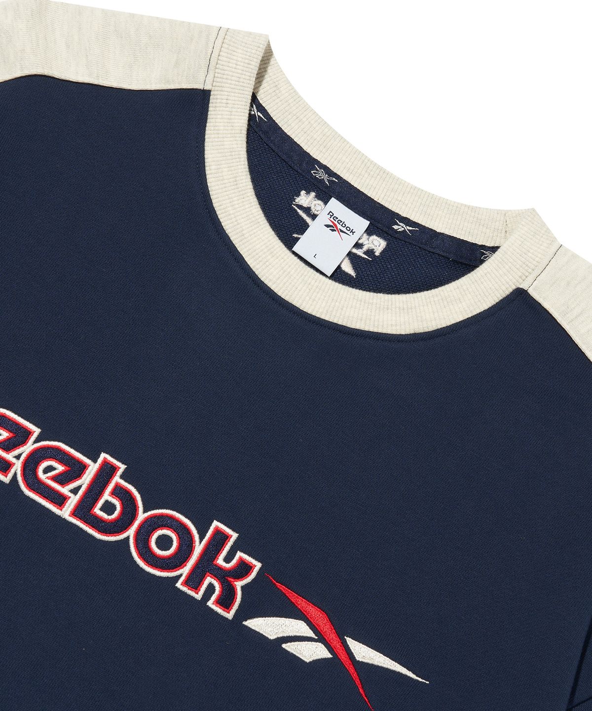 리복(REEBOK) 사이드 배색 맨투맨 - 네이비