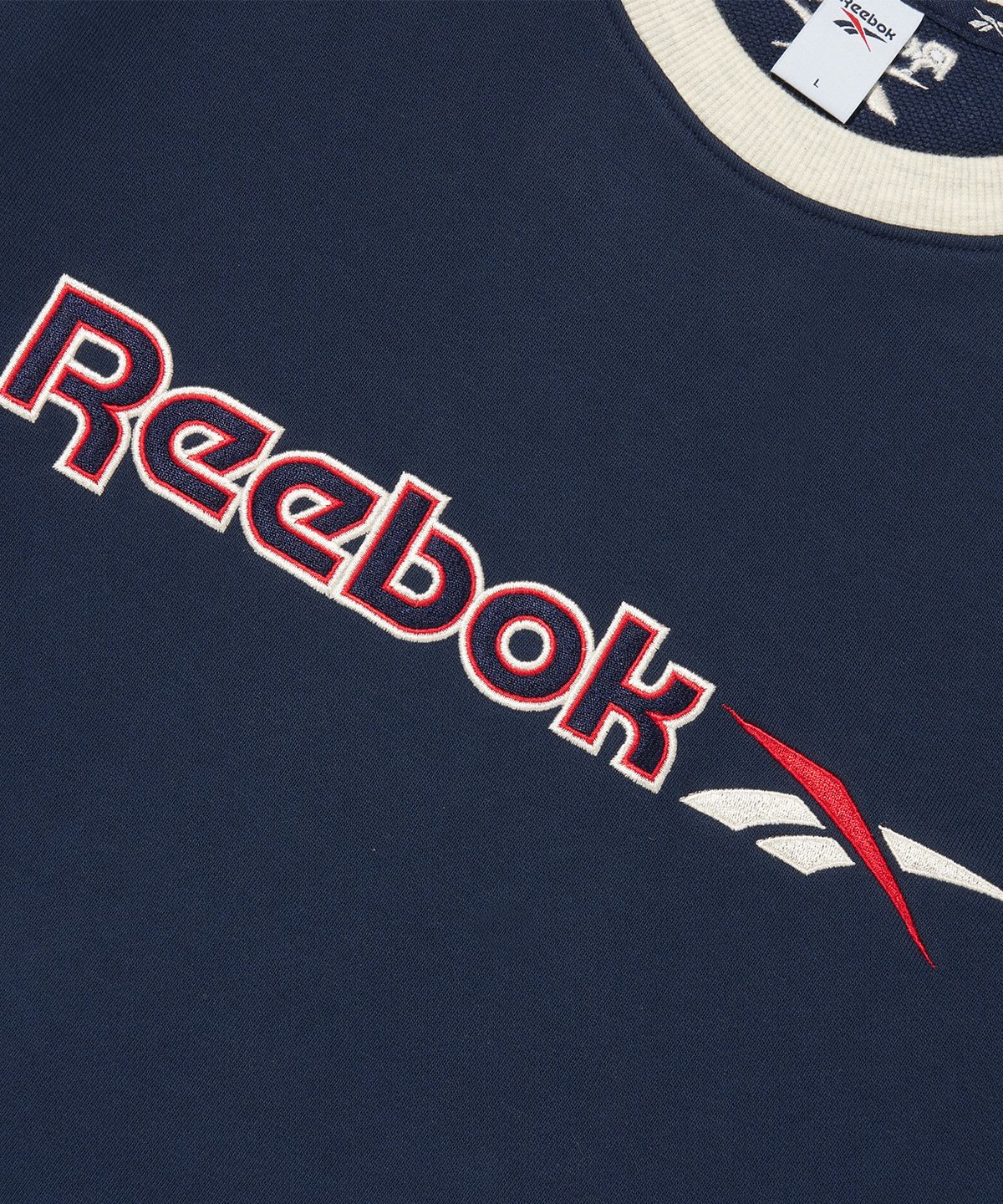 리복(REEBOK) 사이드 배색 맨투맨 - 네이비