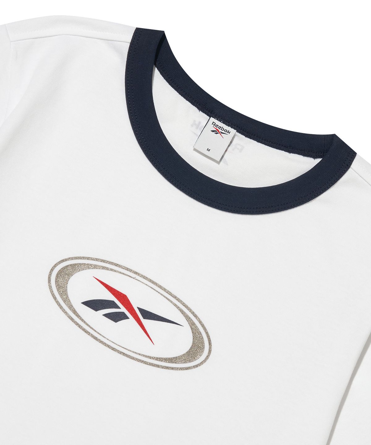 리복(REEBOK) 에센셜 세미 크롭 링거 티셔츠 (W) - 화이트