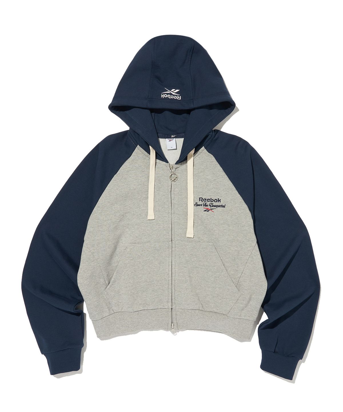 리복(REEBOK) 크롭 후드집업 (W)- 그레이