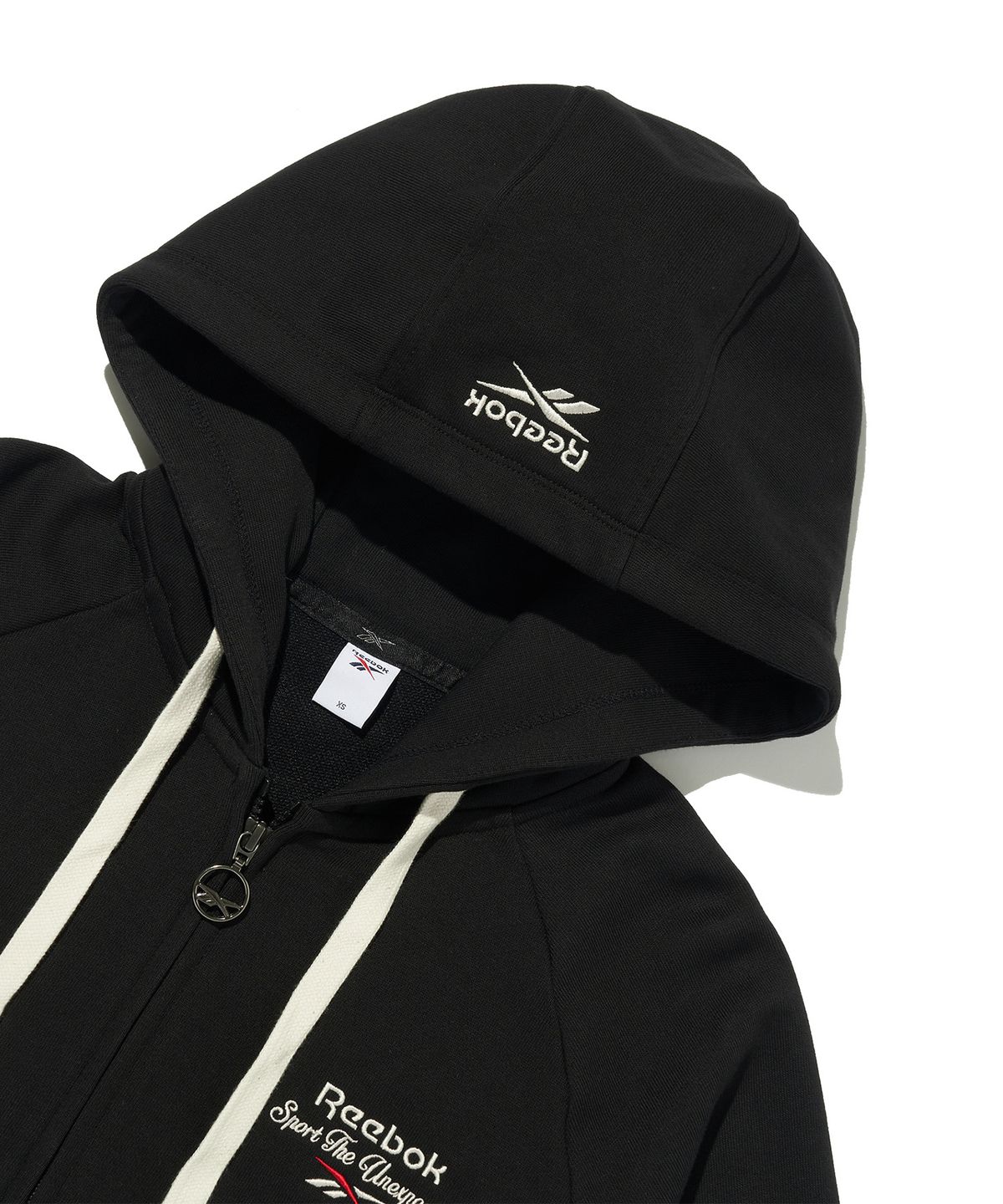 리복(REEBOK) 크롭 후드집업 (W)- 블랙