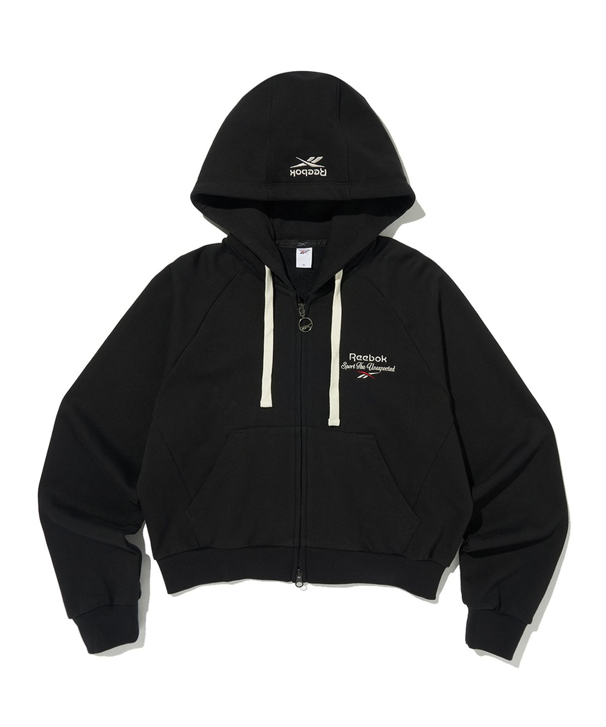 리복(REEBOK) 크롭 후드집업 (W)- 블랙