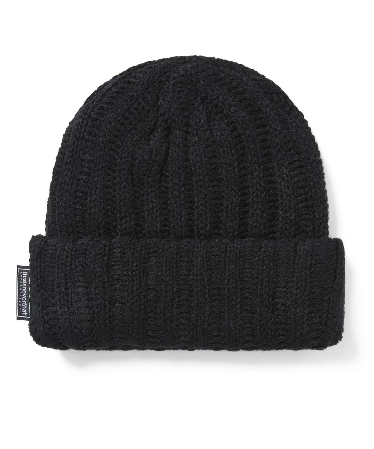 디스이즈네버댓(THISISNEVERTHAT) Low Gauge Ribbed Beanie Black