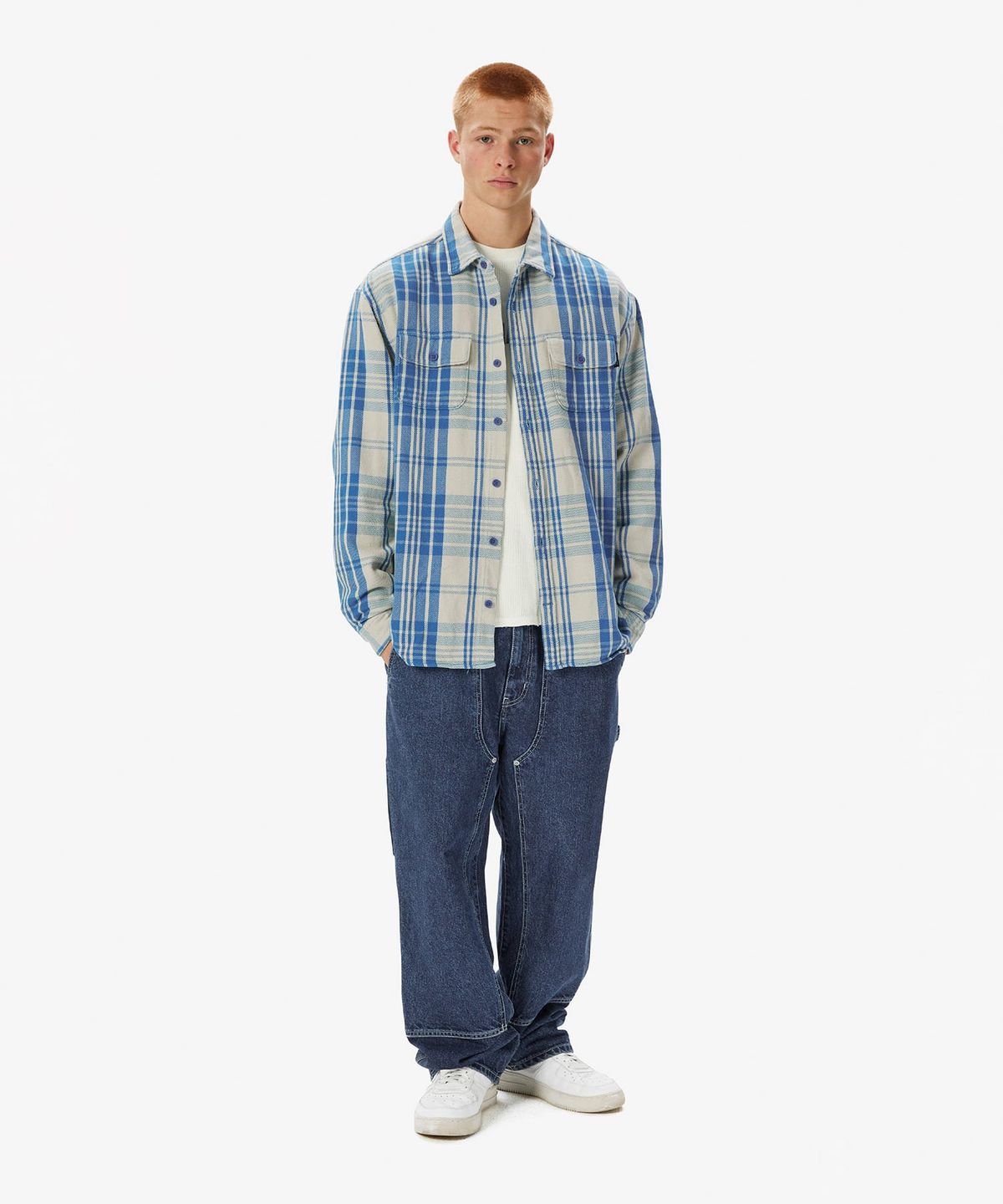 디스이즈네버댓(THISISNEVERTHAT) Big Flannel Work Shirt Blue