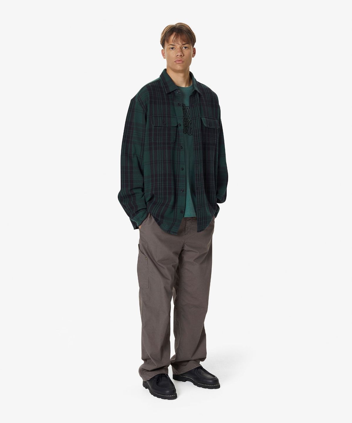디스이즈네버댓(THISISNEVERTHAT) Big Flannel Work Shirt Green