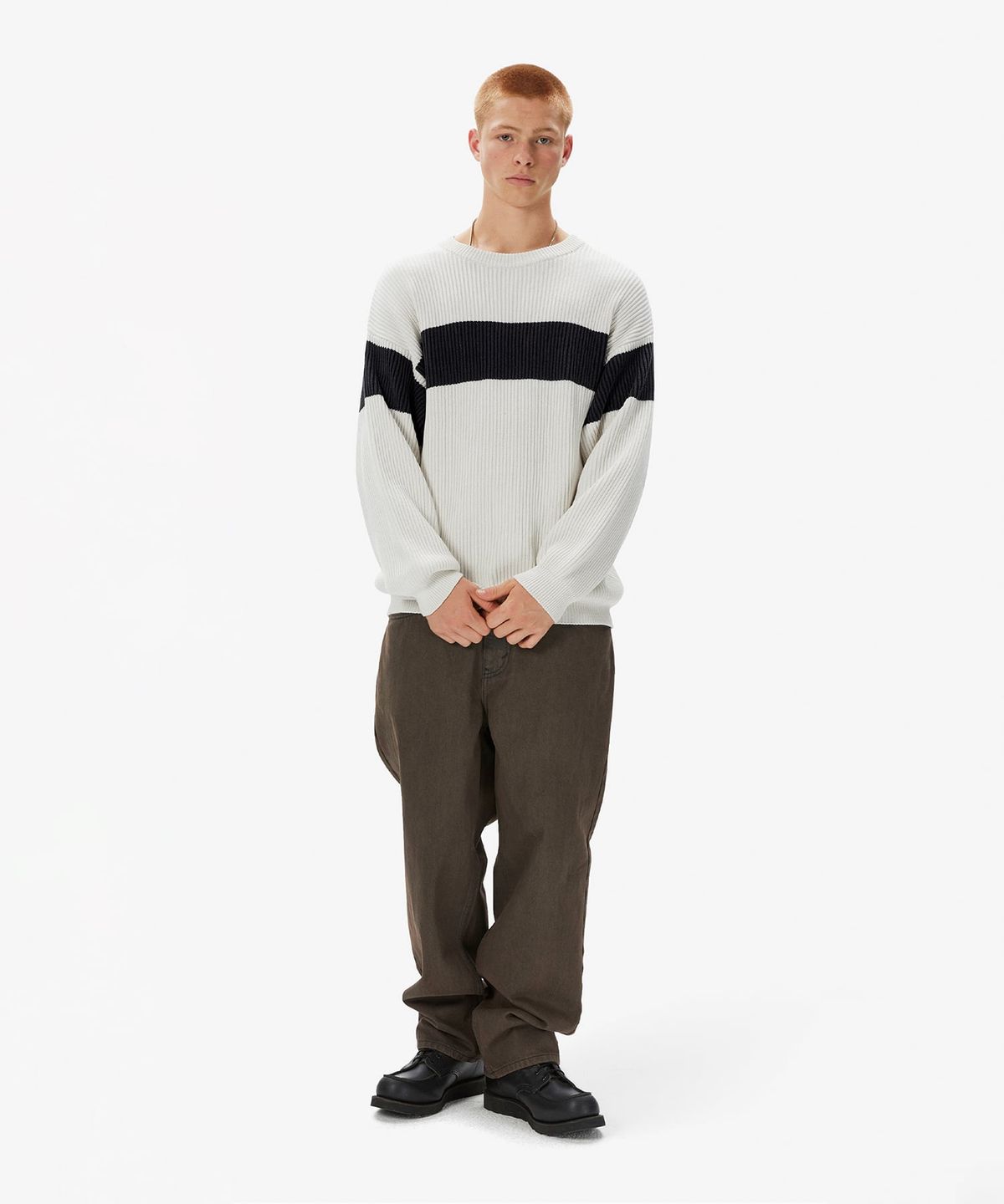 디스이즈네버댓(THISISNEVERTHAT) Washed Block Knit Sweater Ivory