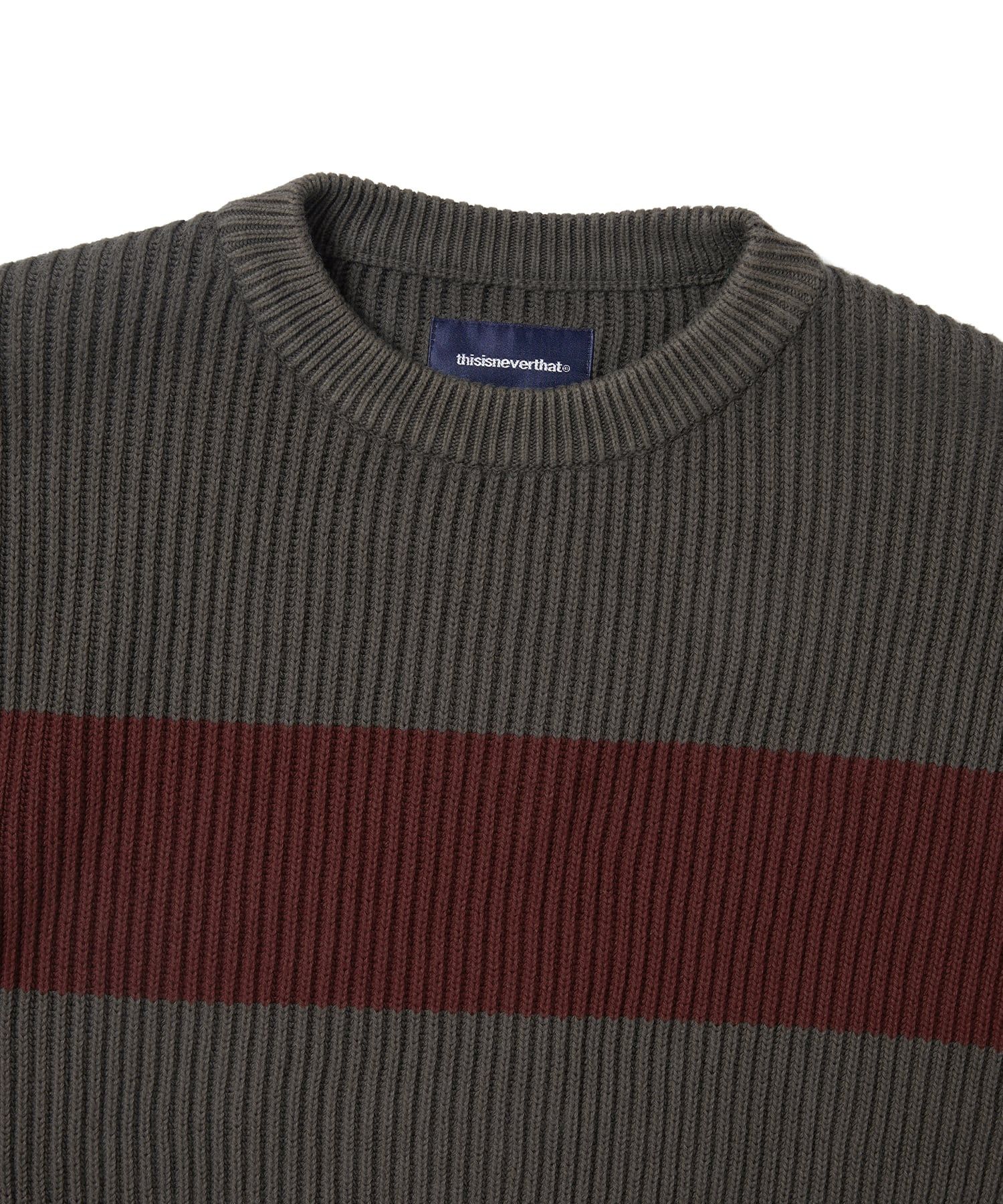 MUSINSA | thisisneverthat® Washed Block Knit Sweater Charcoal