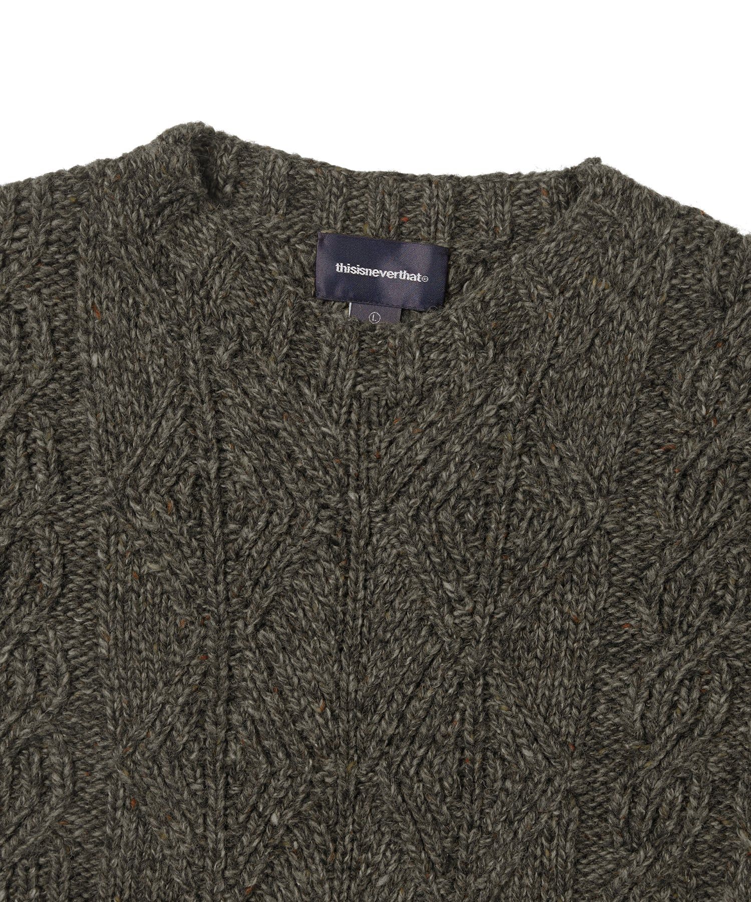MUSINSA公式 | thisisneverthat Cable Knit Sweater Brown