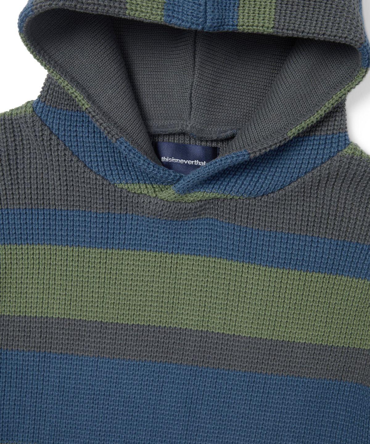 디스이즈네버댓(THISISNEVERTHAT) Striped Waffle Knit Hoodie Grey