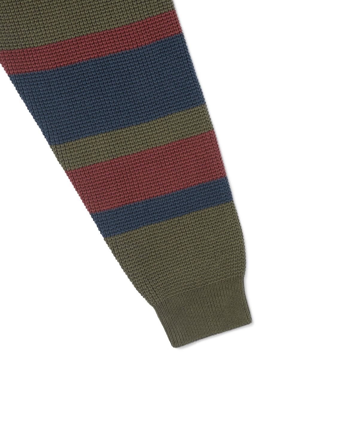 디스이즈네버댓(THISISNEVERTHAT) Striped Waffle Knit Hoodie Olive