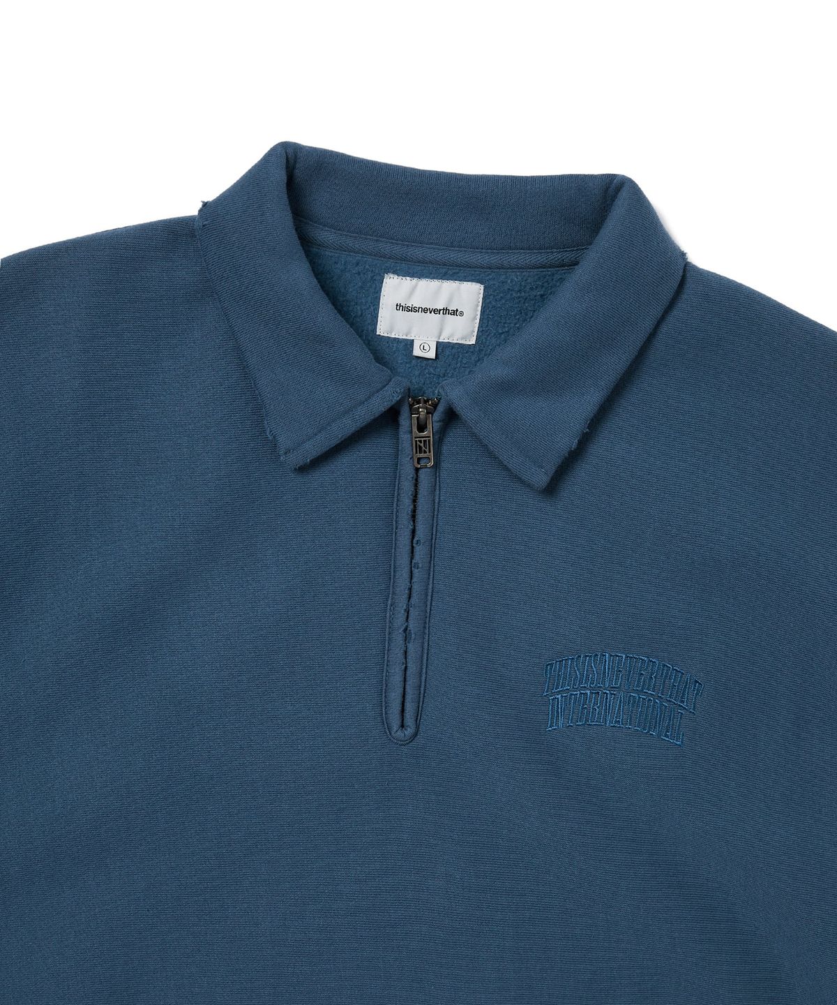 디스이즈네버댓(THISISNEVERTHAT) Damaged Half Zip Polo Sweatshirt Deep Water
