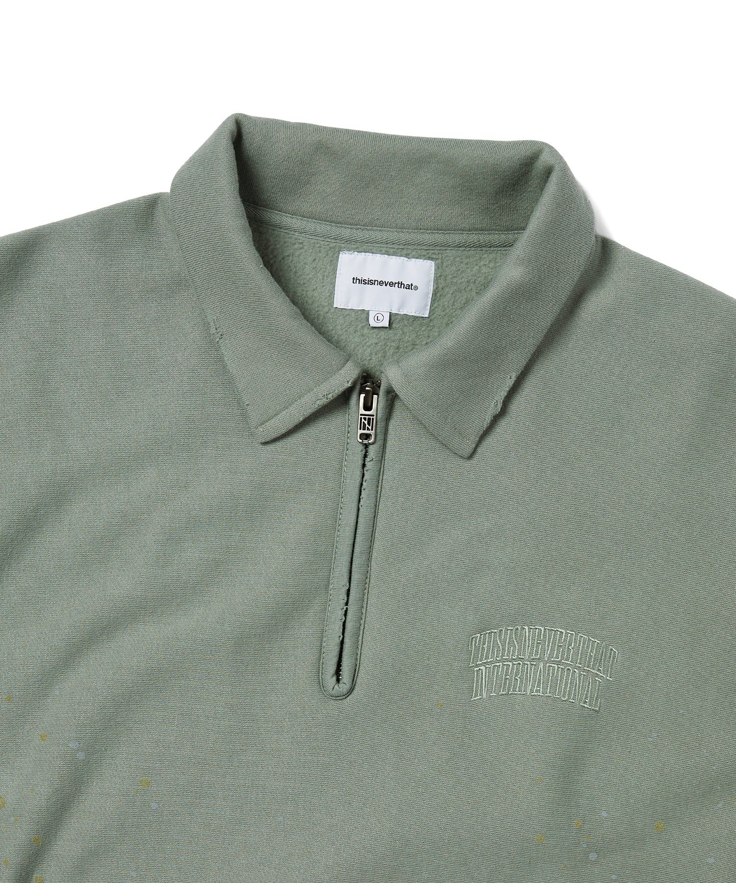 さらに100円引き◆thisisneverthat◆Half Zip Polo Sweatshirt MUSINSA公式 | thisisneverthat® Damaged Half Zip Polo
