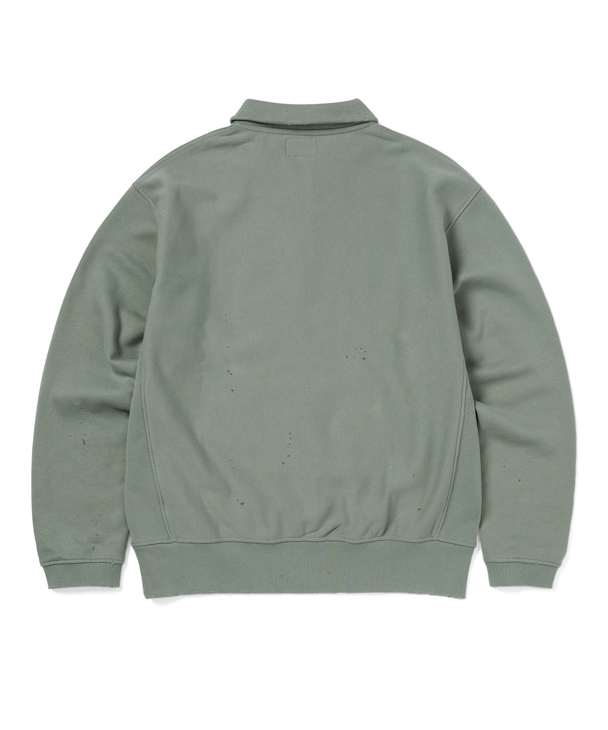 디스이즈네버댓(THISISNEVERTHAT) Damaged Half Zip Polo Sweatshirt Light Olive