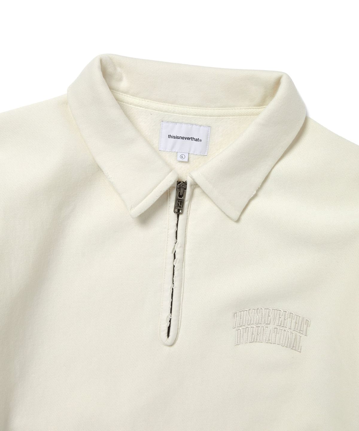 디스이즈네버댓(THISISNEVERTHAT) Damaged Half Zip Polo Sweatshirt Natural
