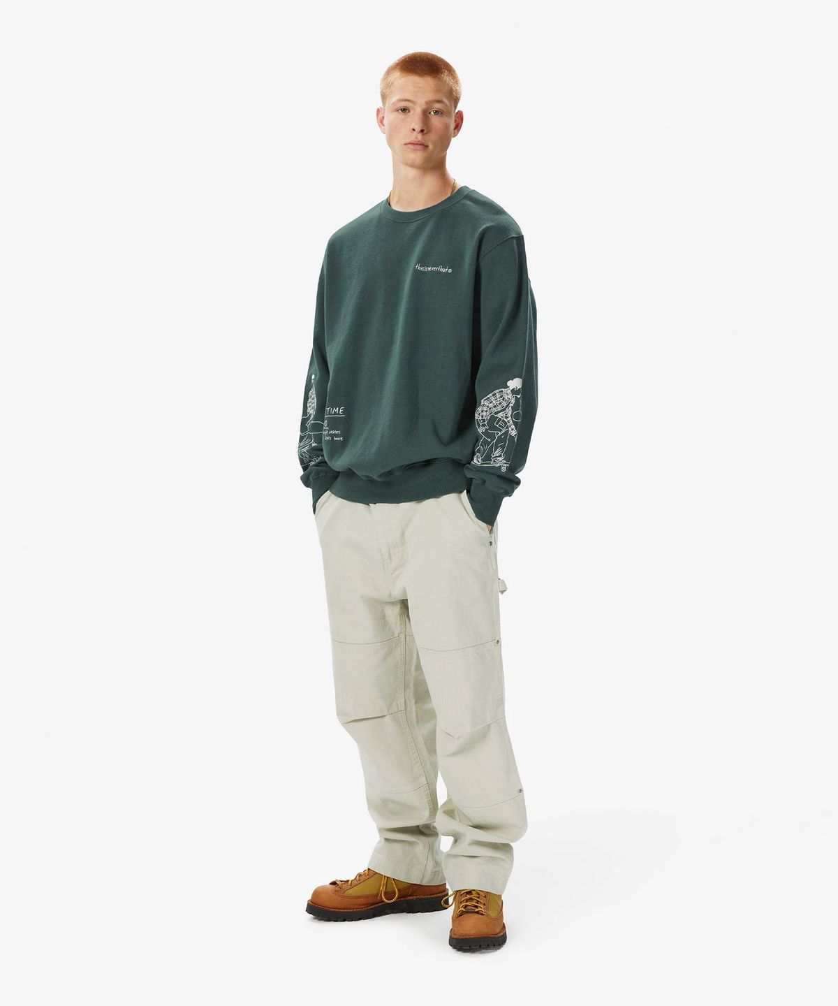 디스이즈네버댓(THISISNEVERTHAT) Sketch Embroidery Crewneck Dark Green
