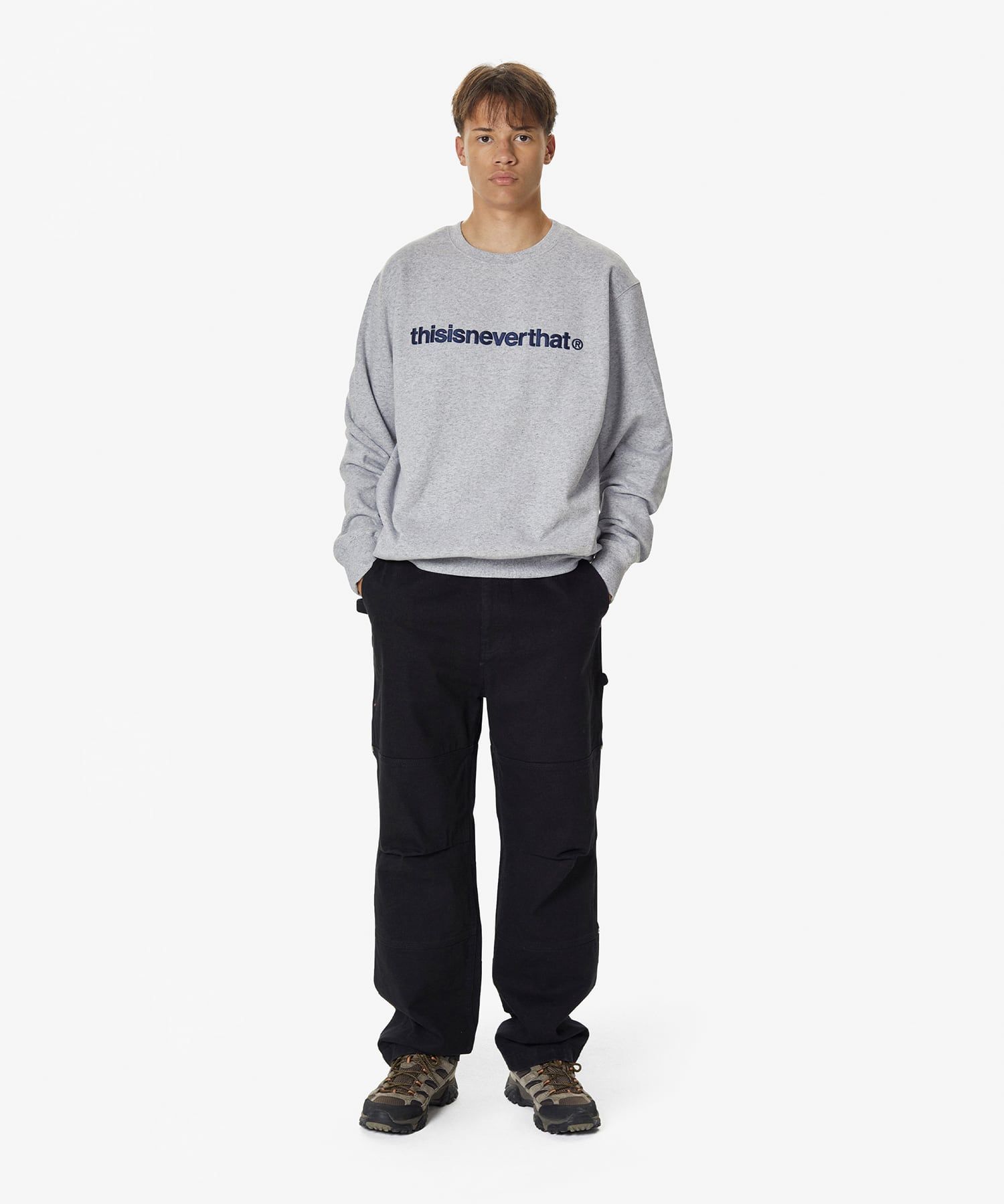 売り切れ必至！ MUSINSA Gray Heather Crewneck T-Logo thisisneverthat® | トップス