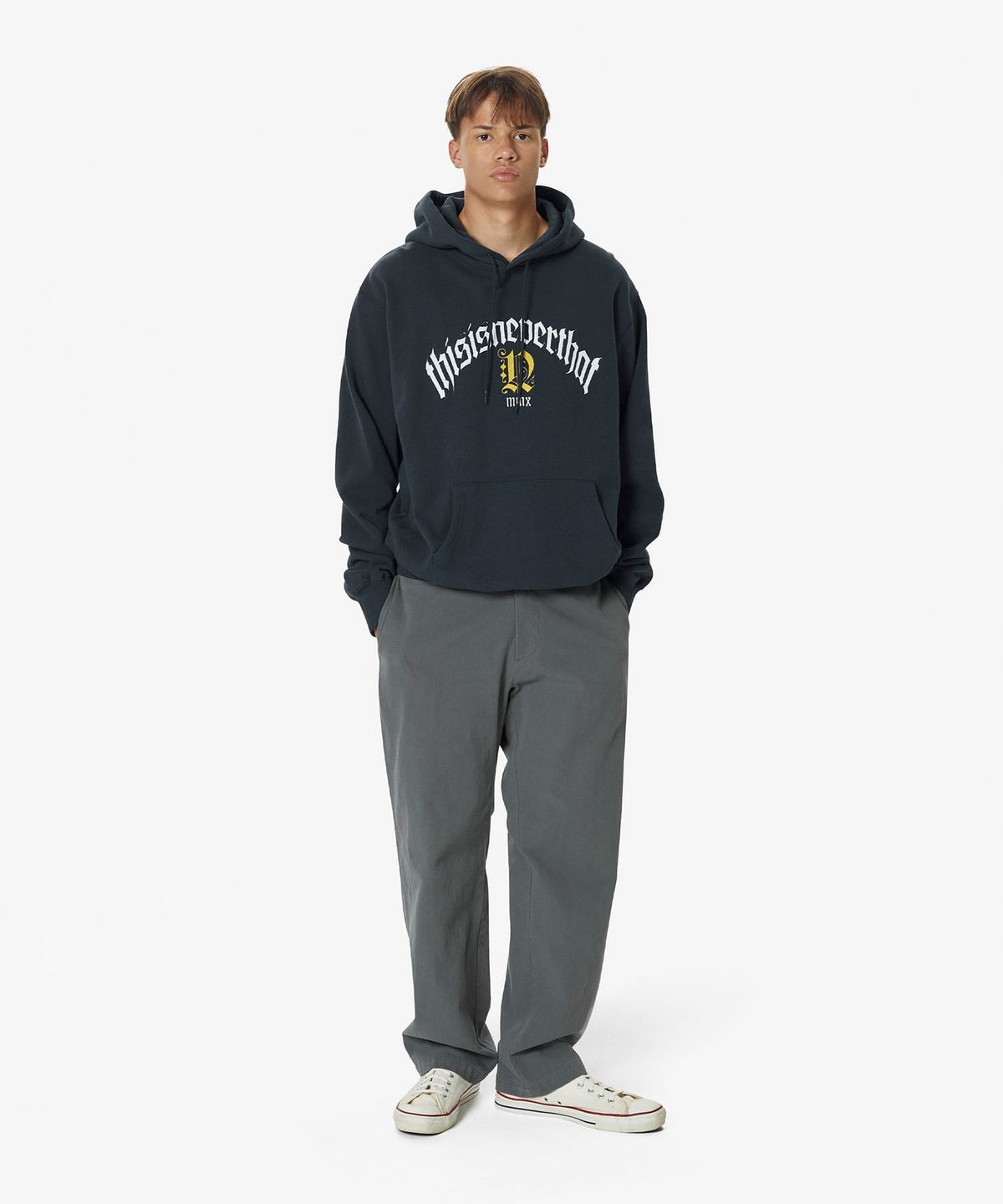 디스이즈네버댓(THISISNEVERTHAT) Fortuna Logo Hoodie Navy