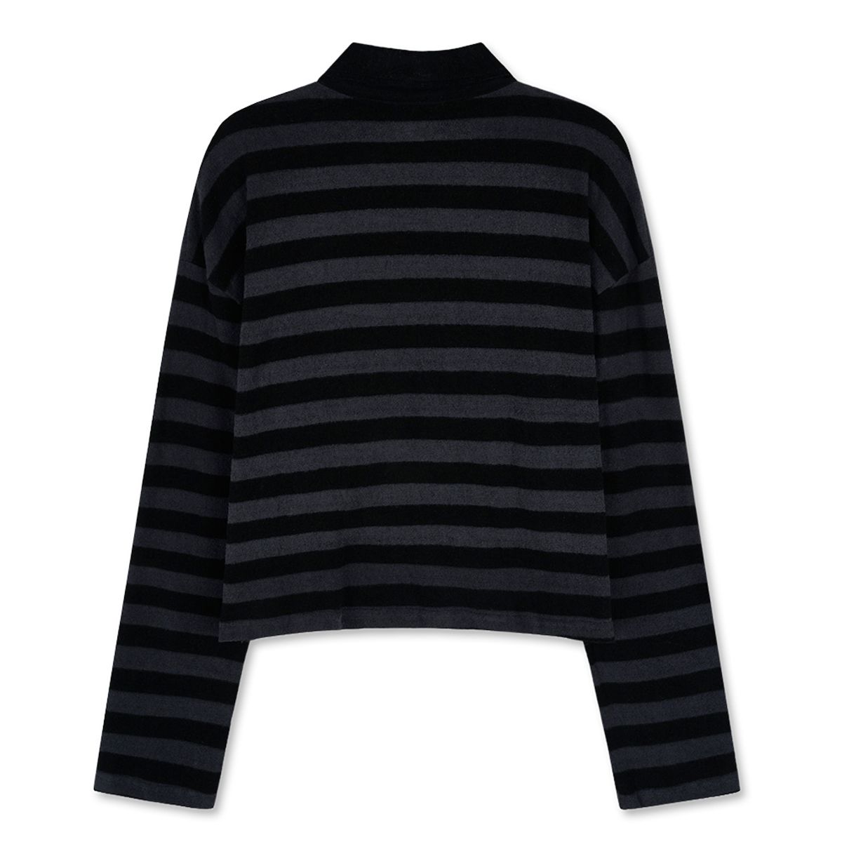 네이키드서프클럽(NAKED SURF CLUB) 테리 스트라이프 카라 티셔츠 (Black)