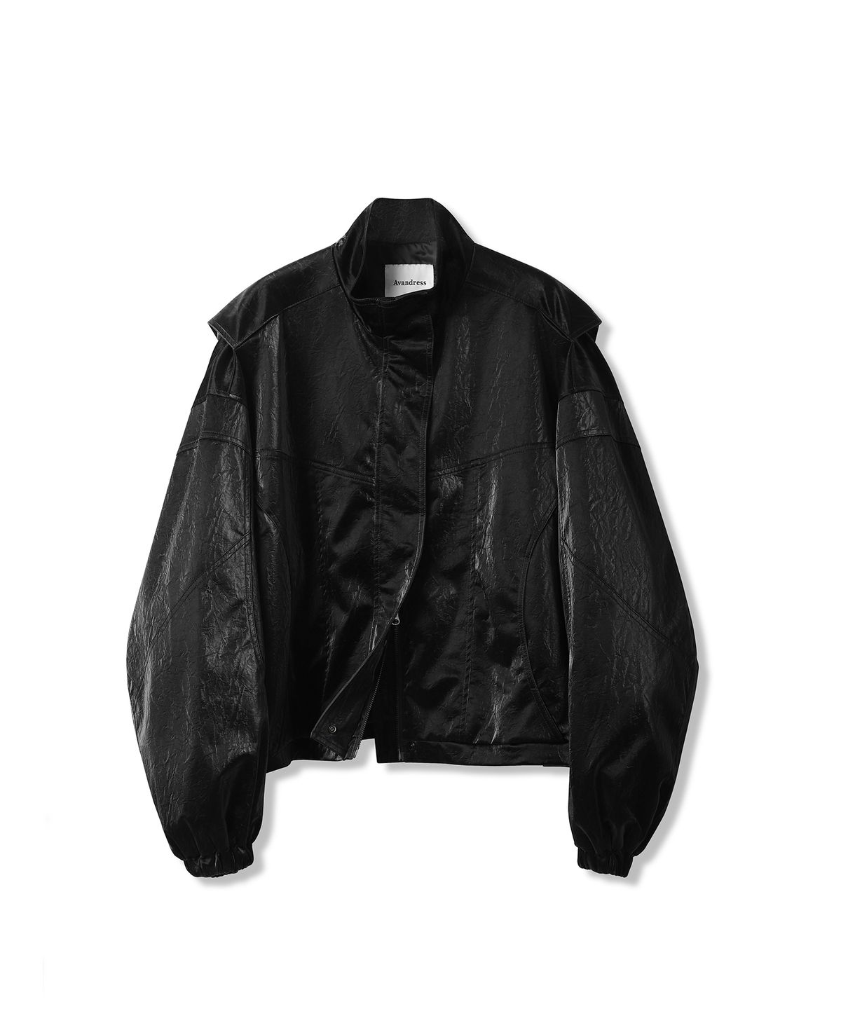 어반드레스(AVANDRESS) Stitch Art Leather Jacket BLACK X WHITE