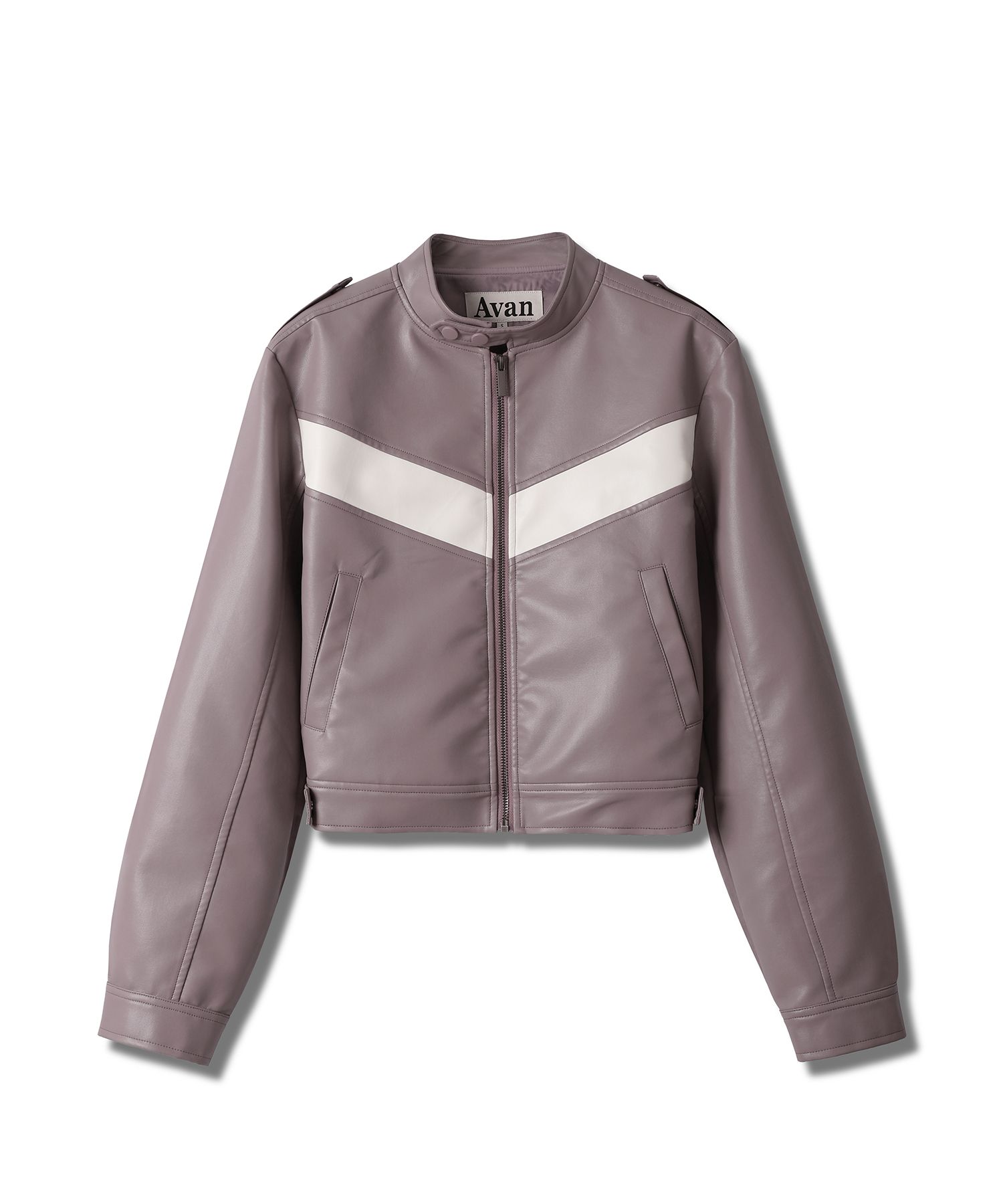 MUSINSA | AVANDRESS V Vegan Leather Short Jacket PURPLE