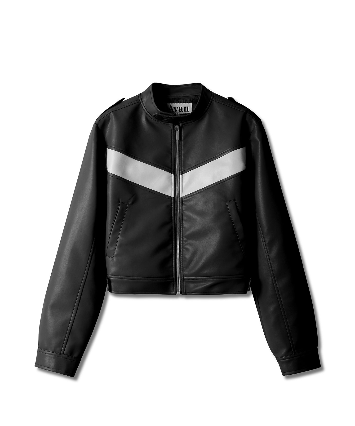 MUSINSA公式 | AVANDRESS V Vegan Leather Short Jacket PURPLE