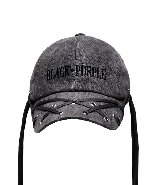 『3年保証』 MUSINSA | BLACK PURPLE Vortex strap eyelet cap - charcoal 帽子