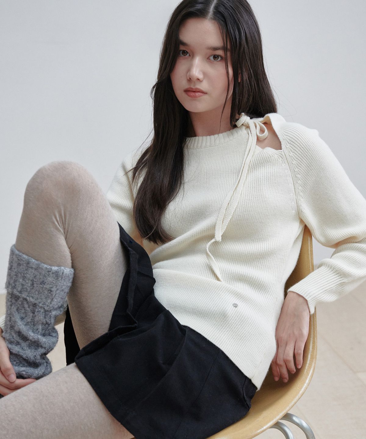 플랙 우먼(PLAC WOMEN) 컷아웃 니트 아이보리