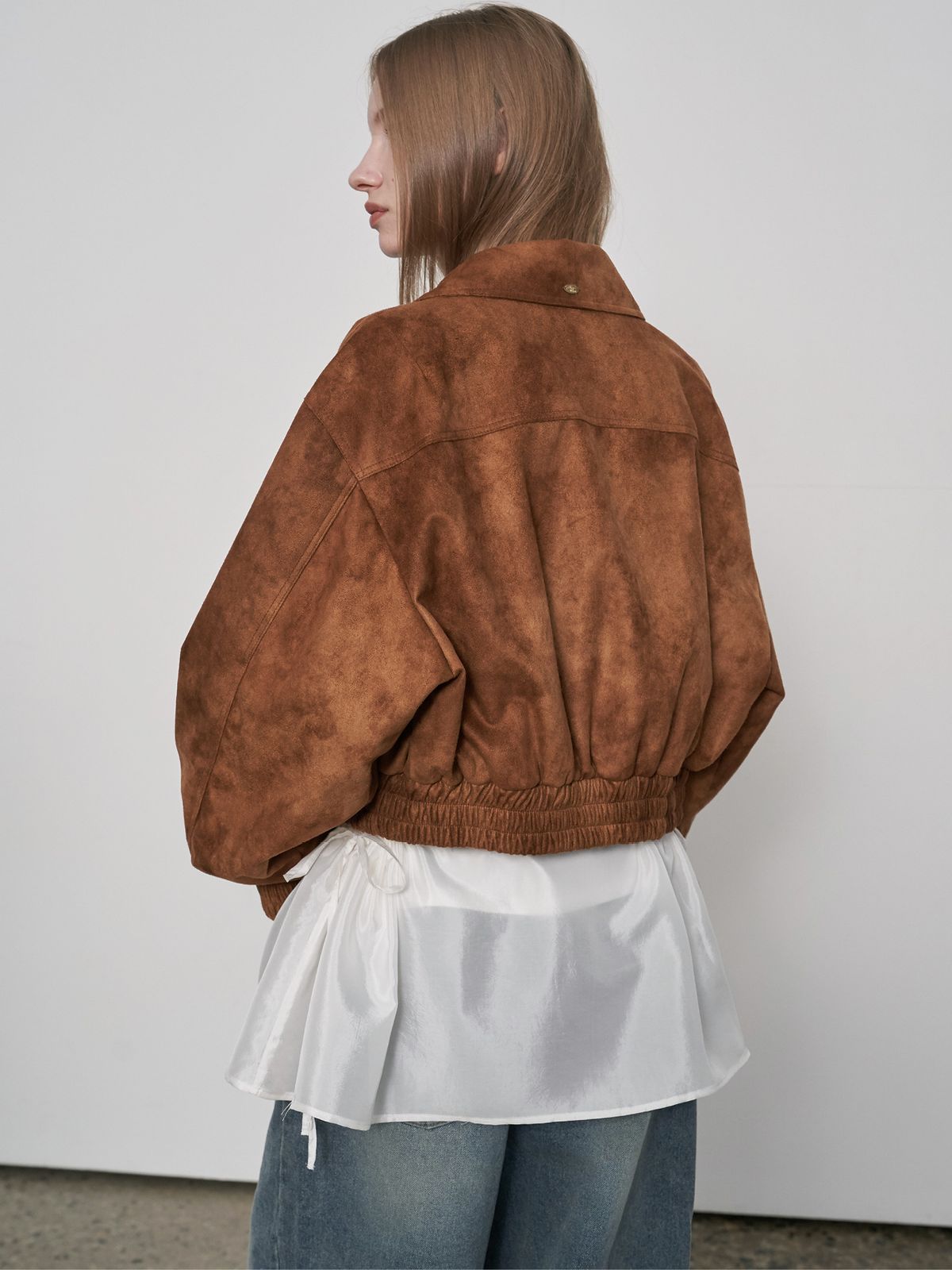 프롬웨얼(FROMWHERE) Suede Bomber Jacket Beige