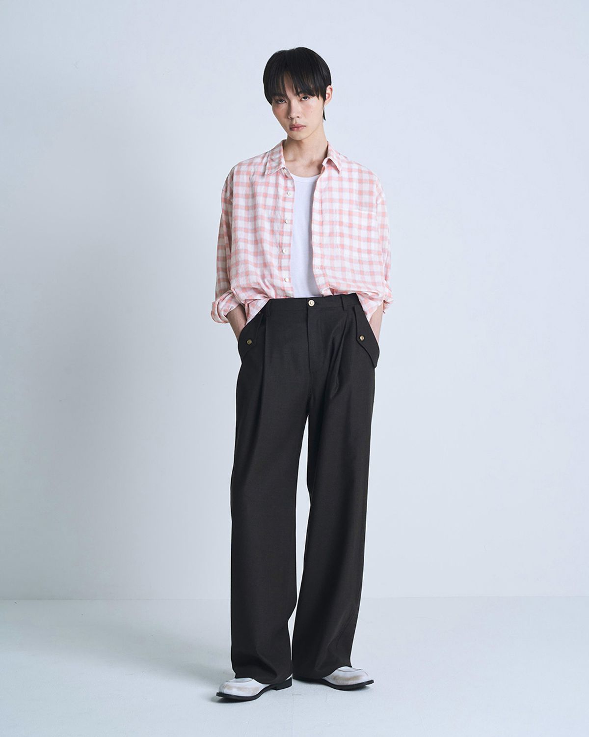 포커페이스(POKERFACE) TWO PLEATED FLAP PANTS OLIVE TREE