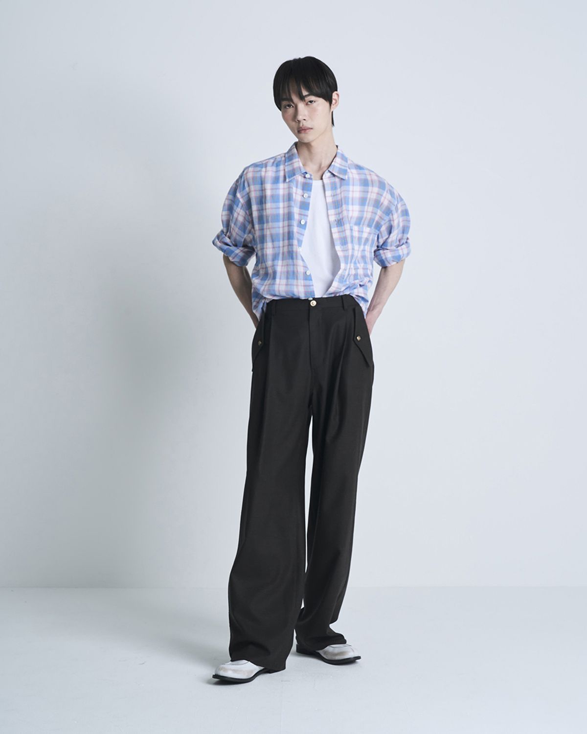 포커페이스(POKERFACE) TWO PLEATED FLAP PANTS OLIVE TREE