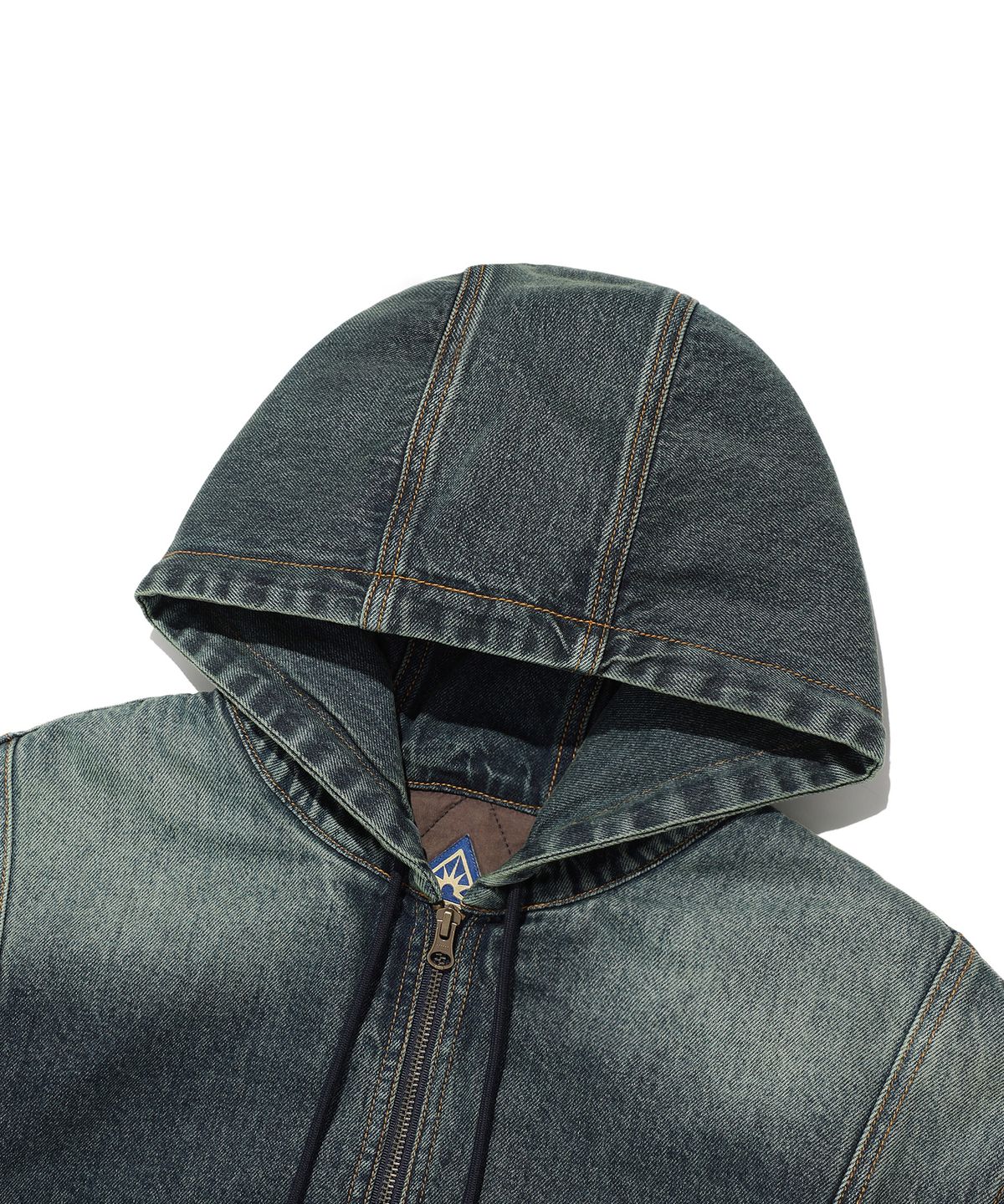 이스트쿤스트(ISTKUNST) PANELED DENIM HOOD ZIP-UP_GREEN(IK2EFMD111A)