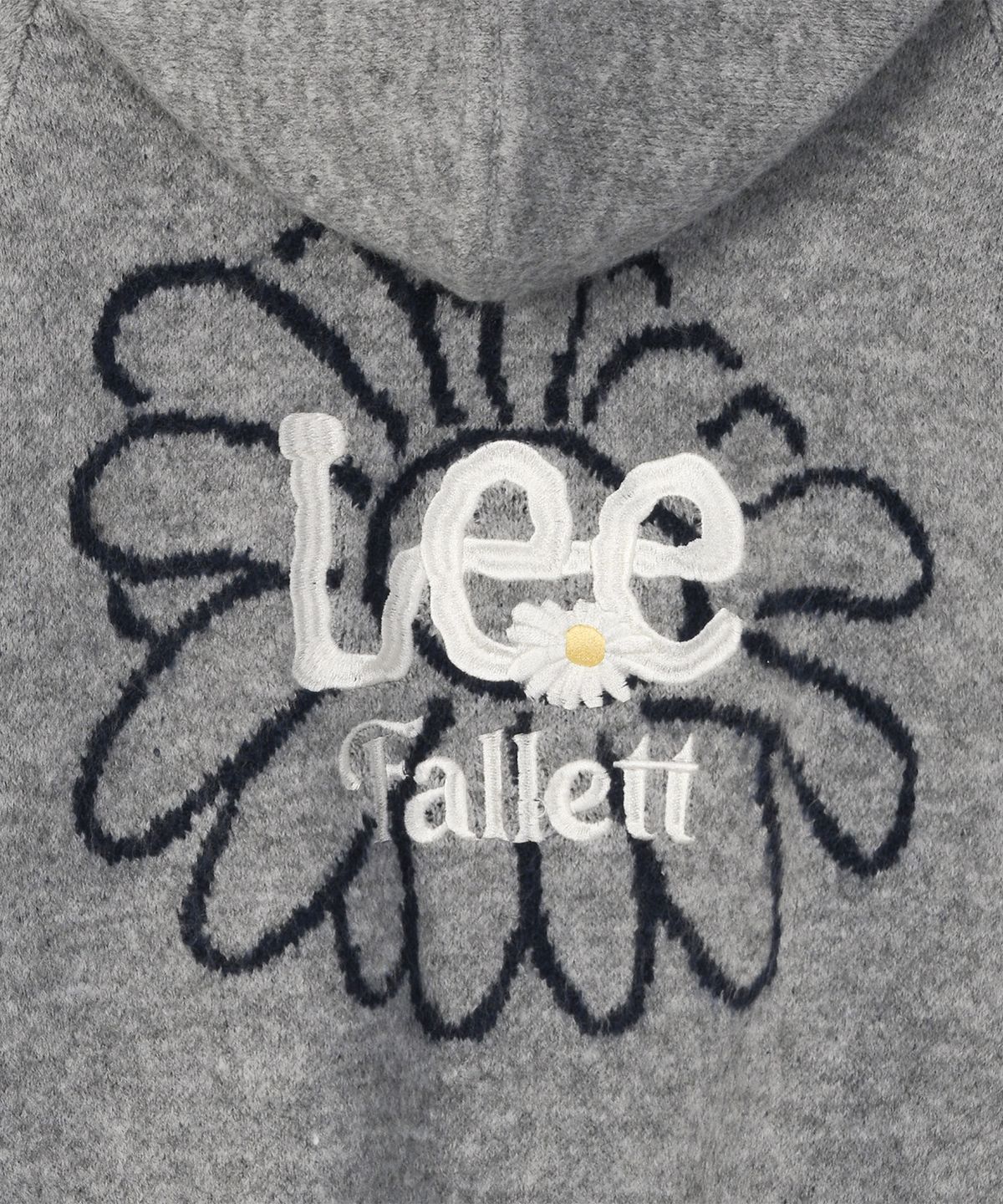팔렛(FALLETT) [FALLETT X LEE] 썬 플라워 로고 후드 니트 가디건 그레이
