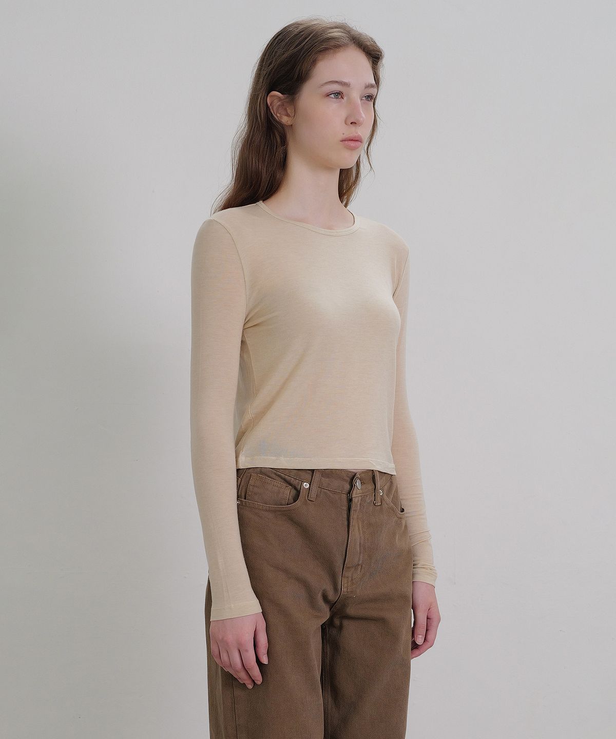 앤니즈(ANDNEEDS) Essential tencel tee (beige)