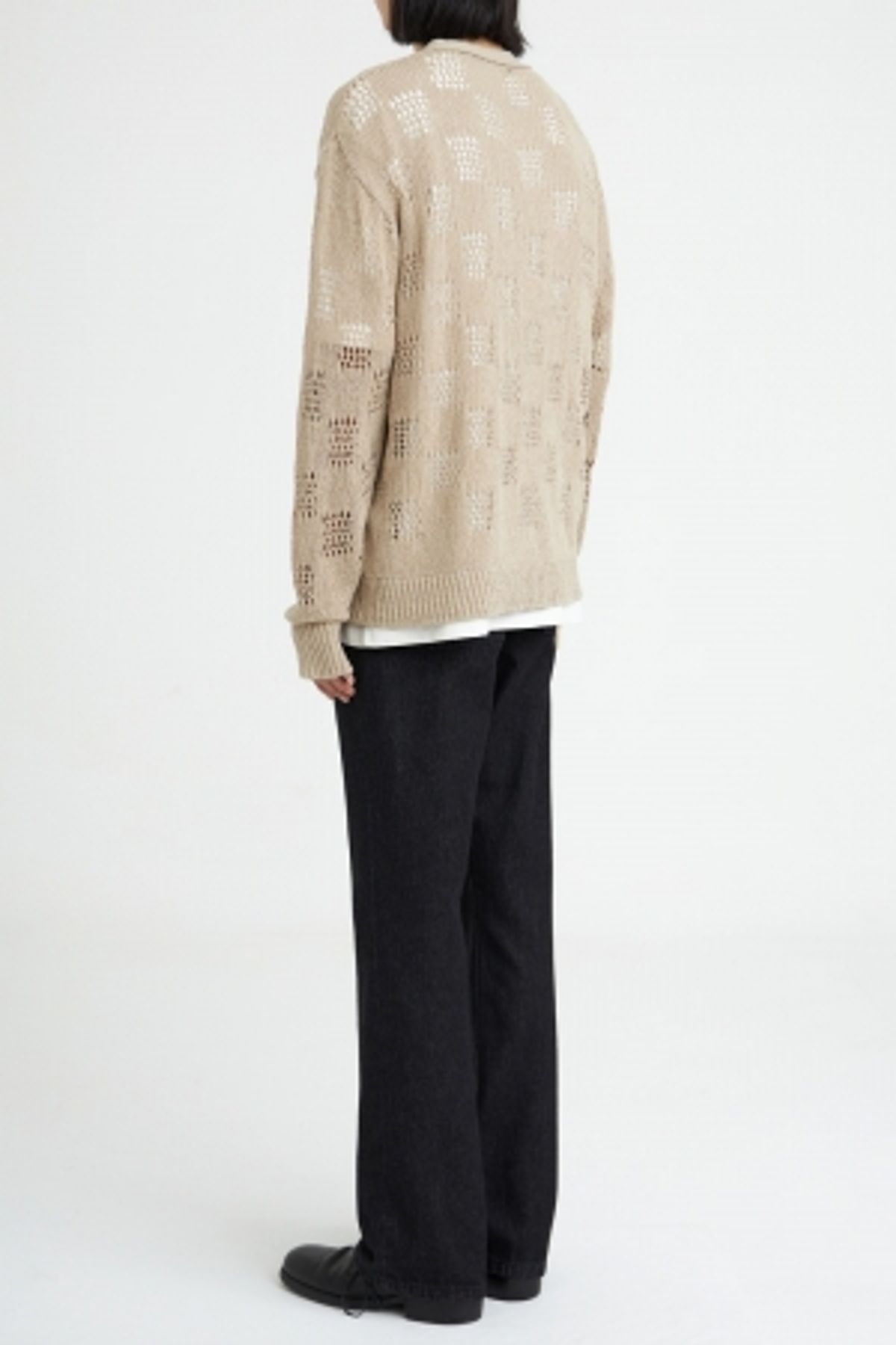 유스(YOUTH) Oversized Meshed Cardigan-Khaki