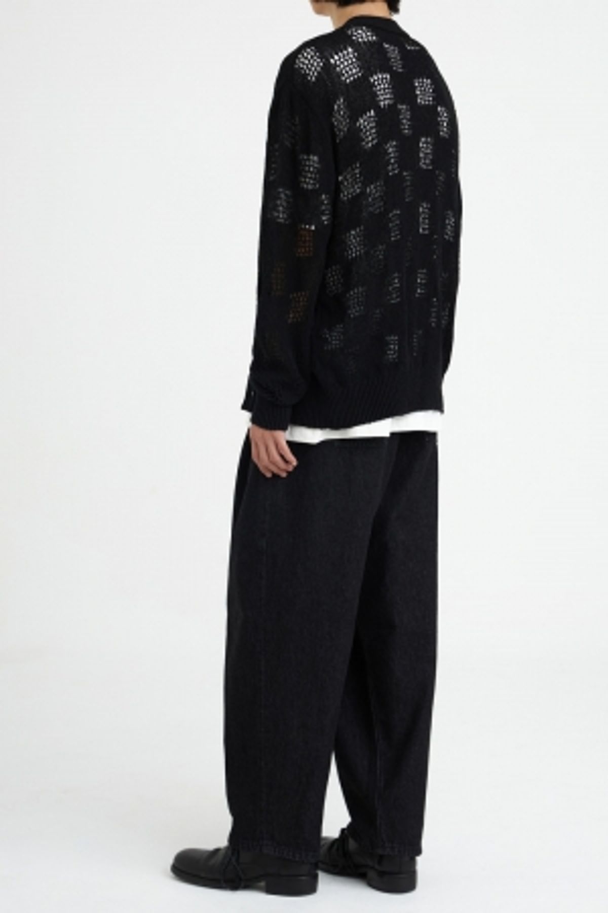유스(YOUTH) Oversized Meshed Cardigan-Black