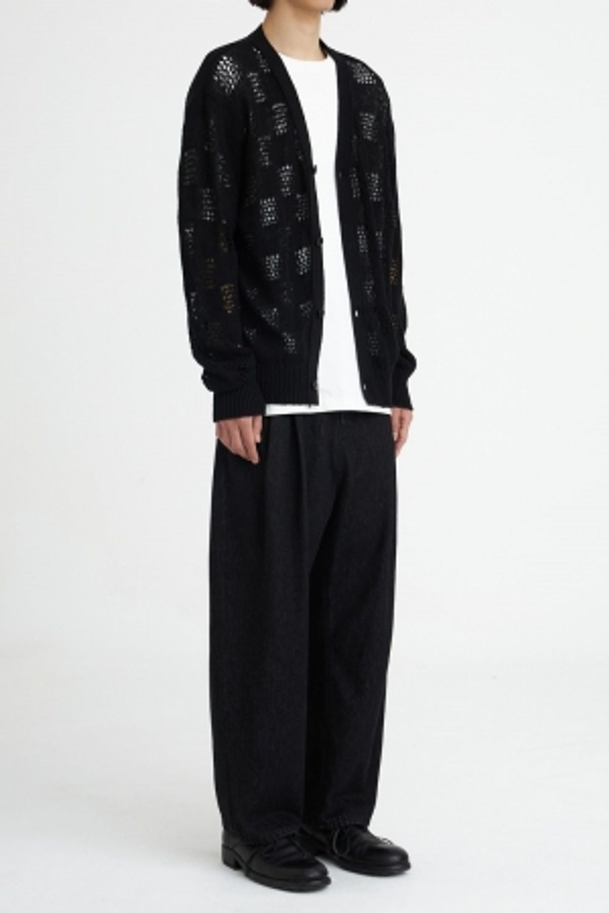 유스(YOUTH) Oversized Meshed Cardigan-Black