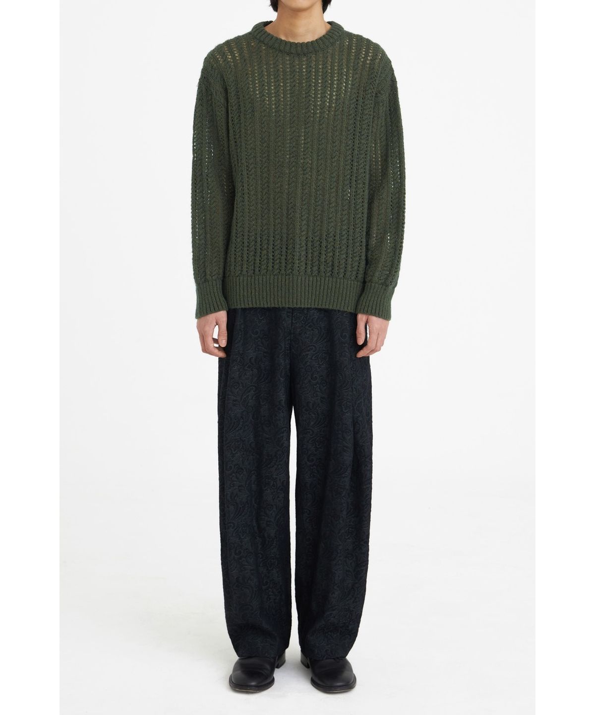 유스(YOUTH) Meshed Mohair Sweater_Olive