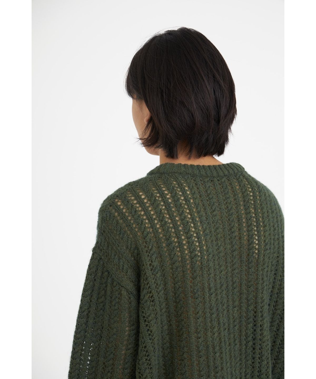 유스(YOUTH) Meshed Mohair Sweater_Olive