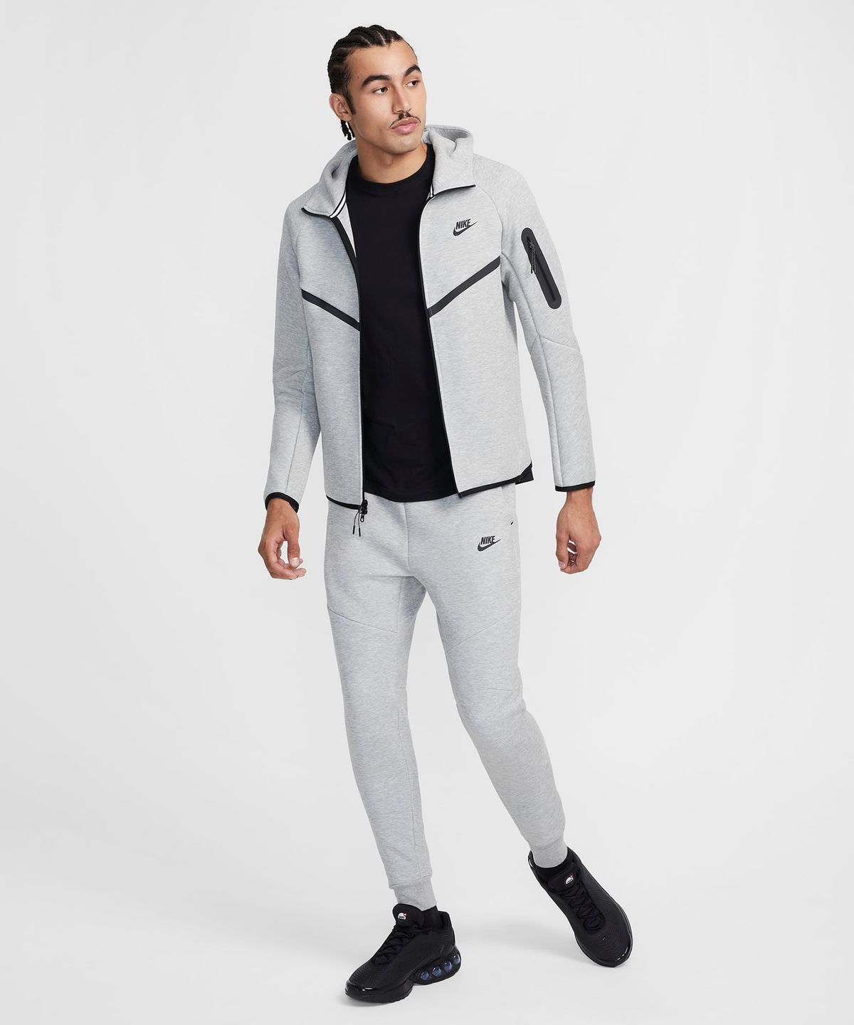 나이키(NIKE) 테크 플리스 풀집 후디 M - 다크 그레이 헤더:블랙 / HV0950-063