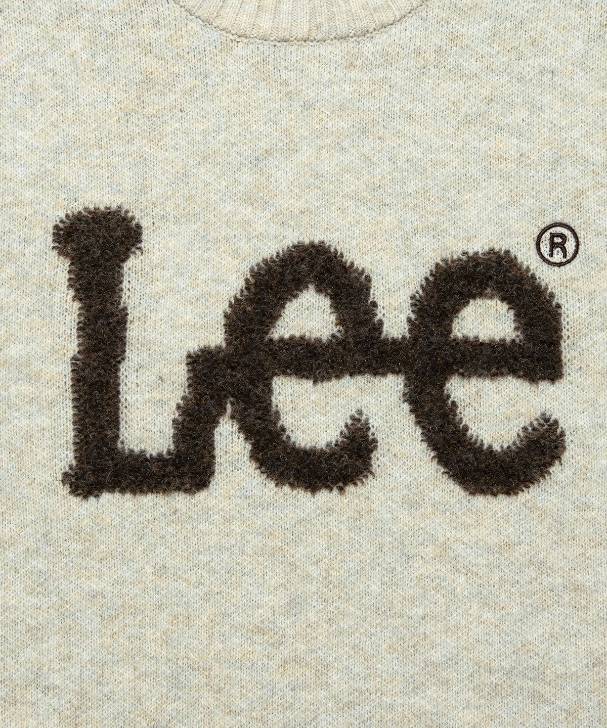 리(LEE) 부클 빅 트위치 로고 니트 베이지