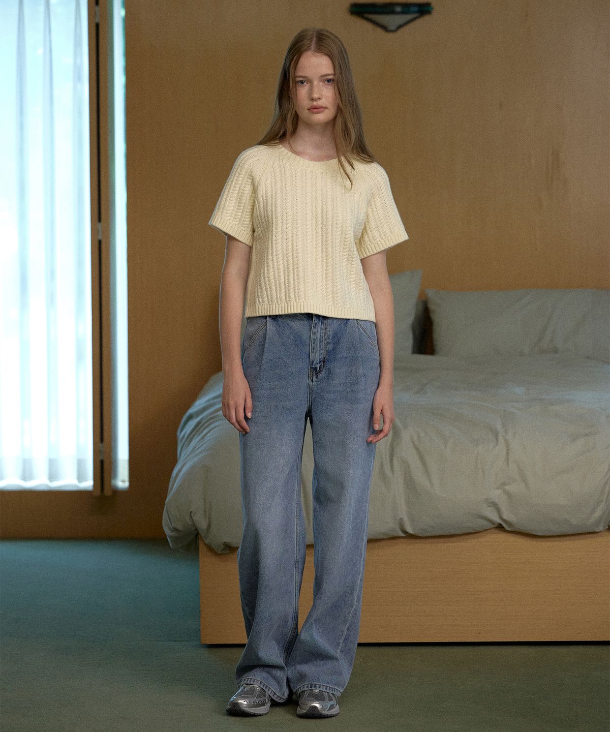하우스 오브 폰드(HOUSE OF POND) Pretzel half sleeve knit (Ivory)