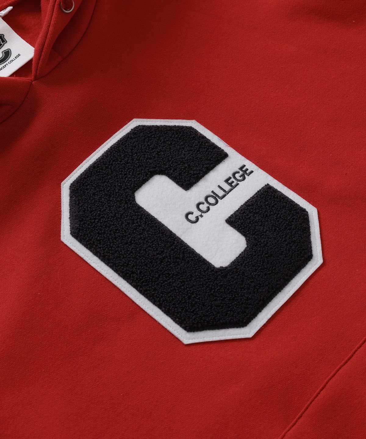 컨셉트컬리지(CONCEPTCOLLEGE) 믹스 C 패치 후디 / 후드티_레드 [남녀공용]