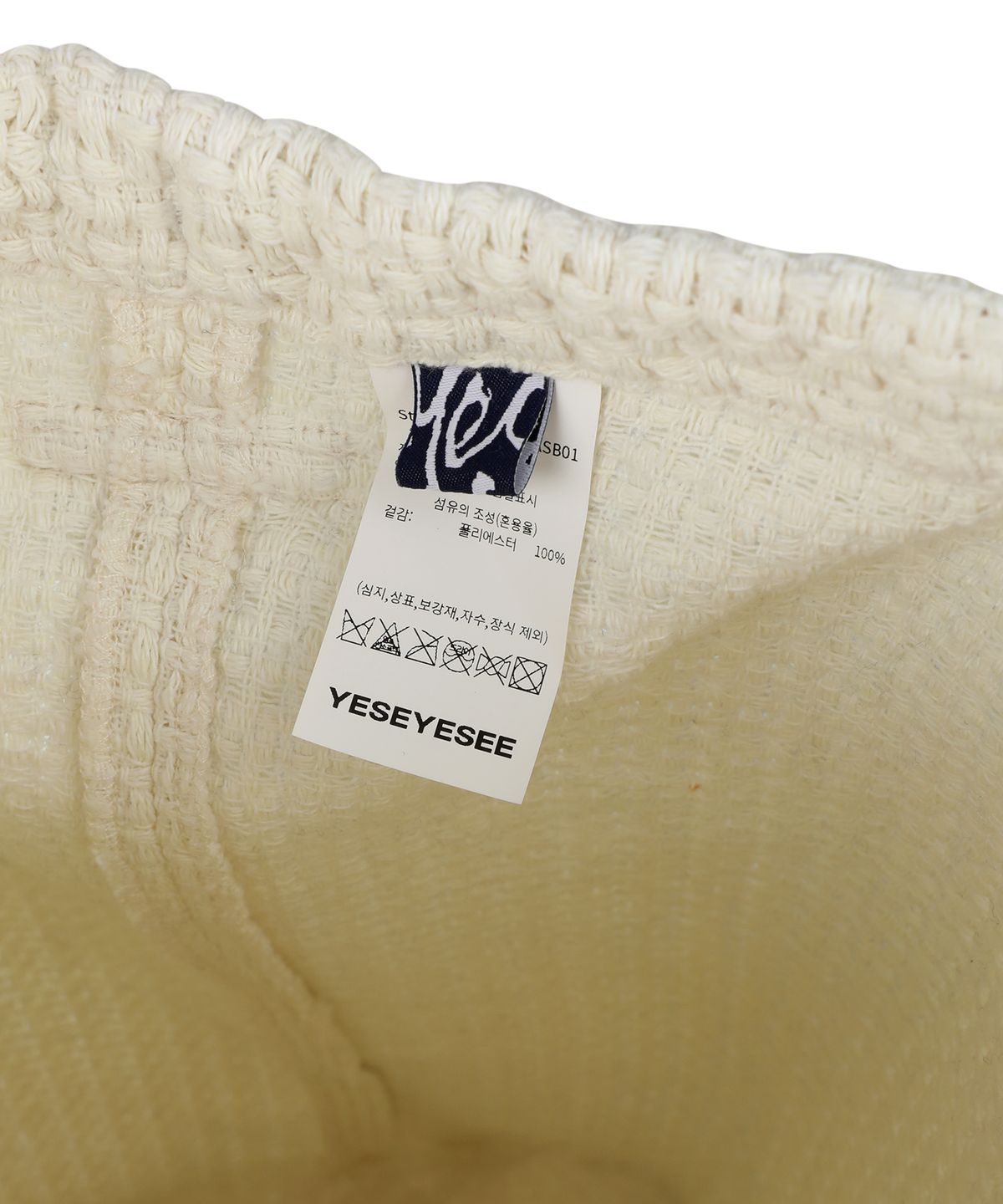 예스아이씨(YESEYESEE) Jacquard Fabric String Bag Natural White