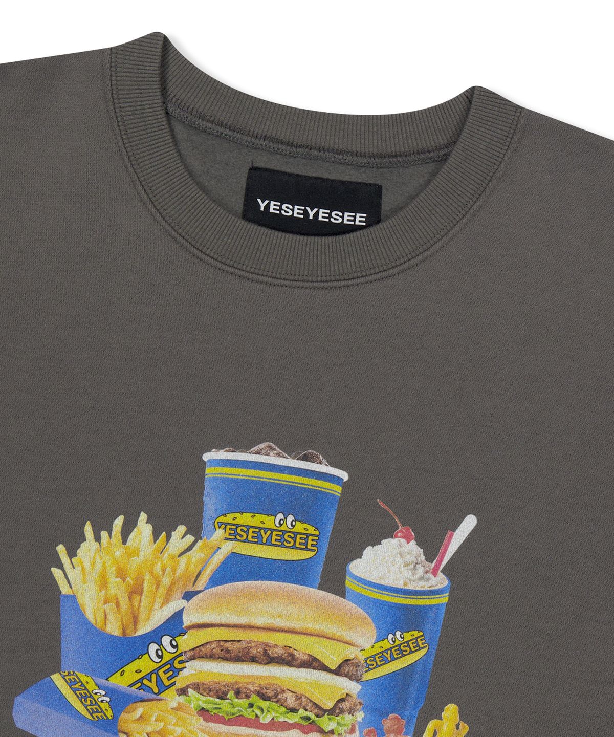 예스아이씨(YESEYESEE) Y.E.S Burger Set Sweatshirt Dark Grey
