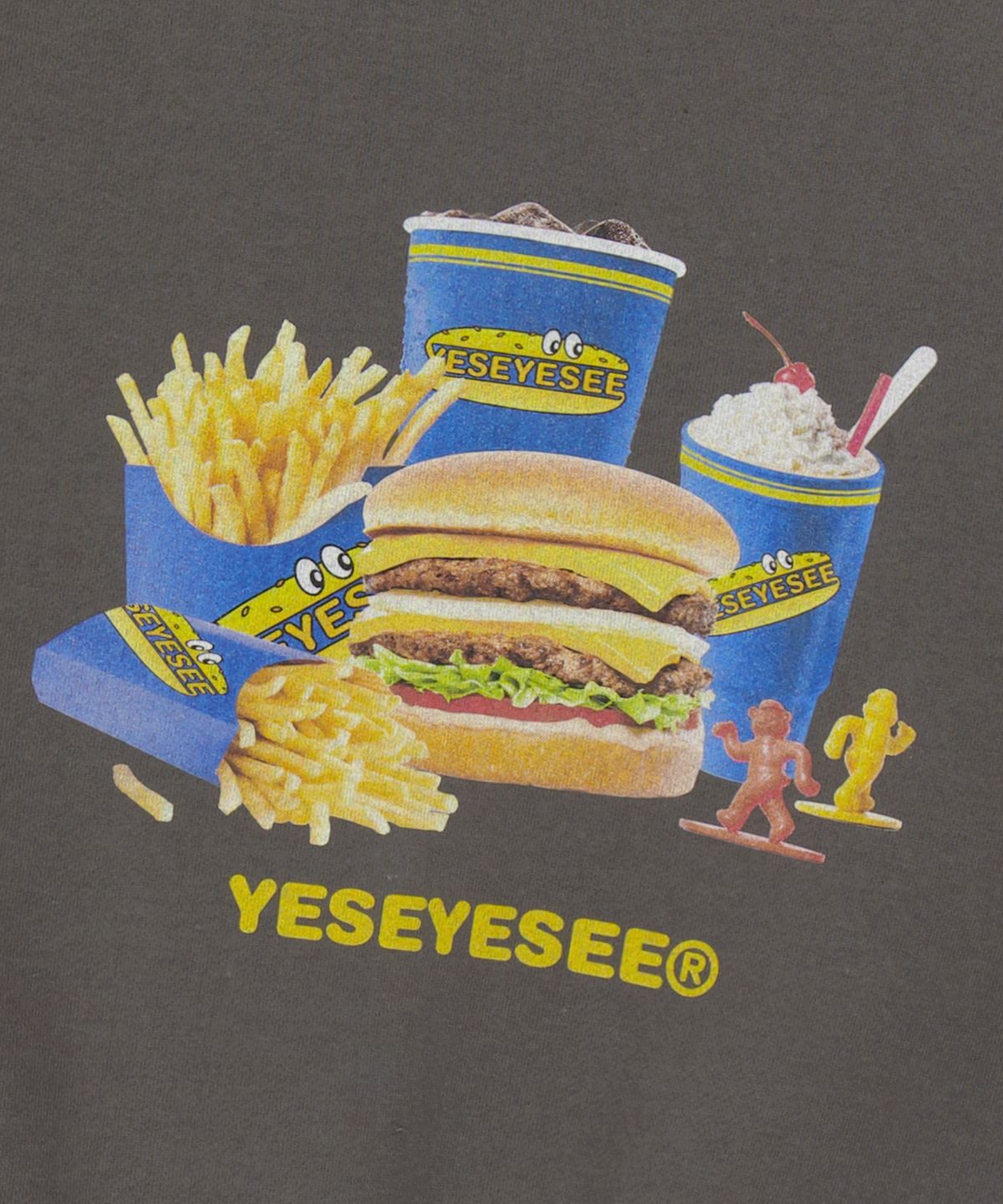 예스아이씨(YESEYESEE) Y.E.S Burger Set Sweatshirt Dark Grey