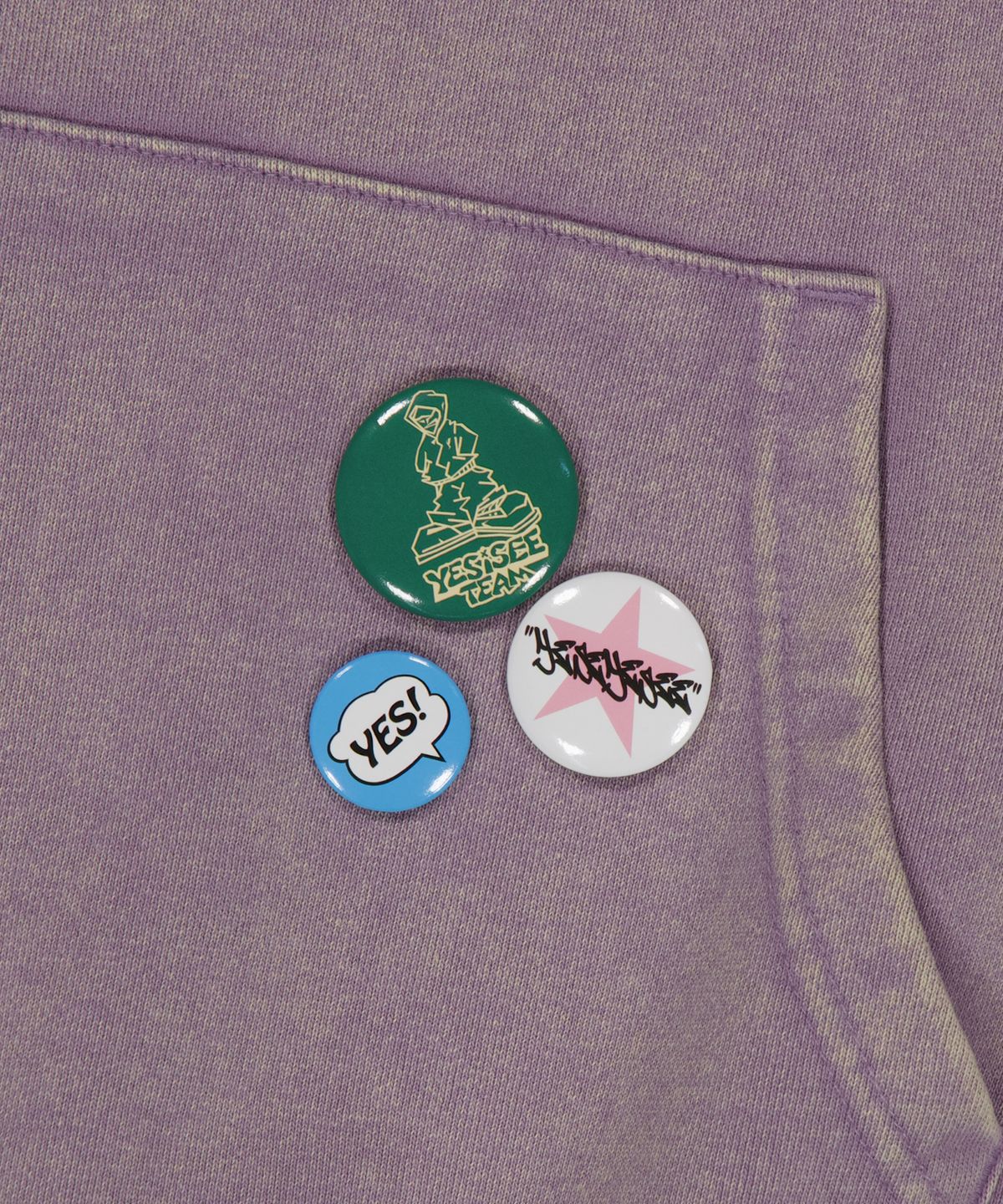 예스아이씨(YESEYESEE) Y.E.S Badges Hoodie Lavender