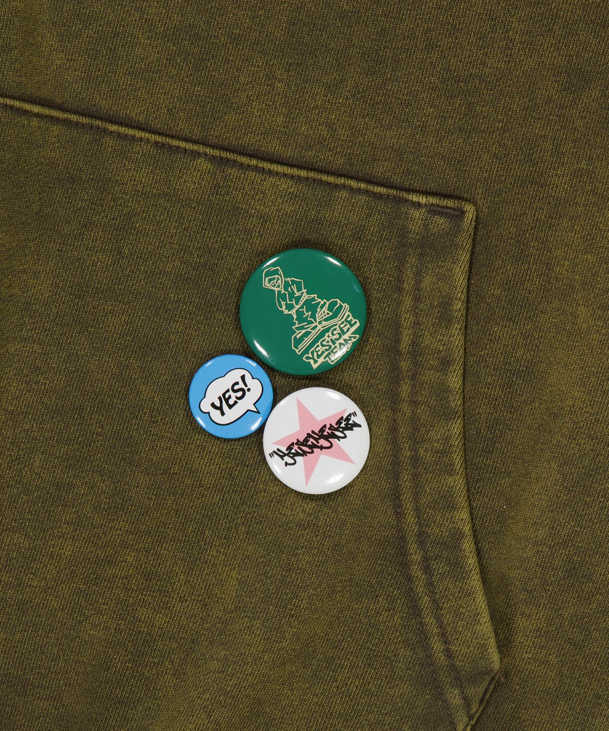 예스아이씨(YESEYESEE) Y.E.S Badges Hoodie Khaki