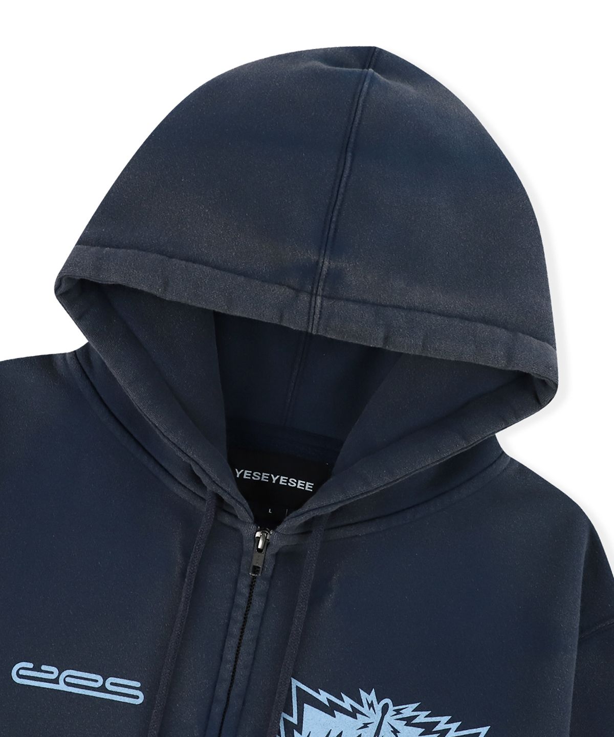 예스아이씨(YESEYESEE) Y.E.S Painted Zip-up Hoodie Navy