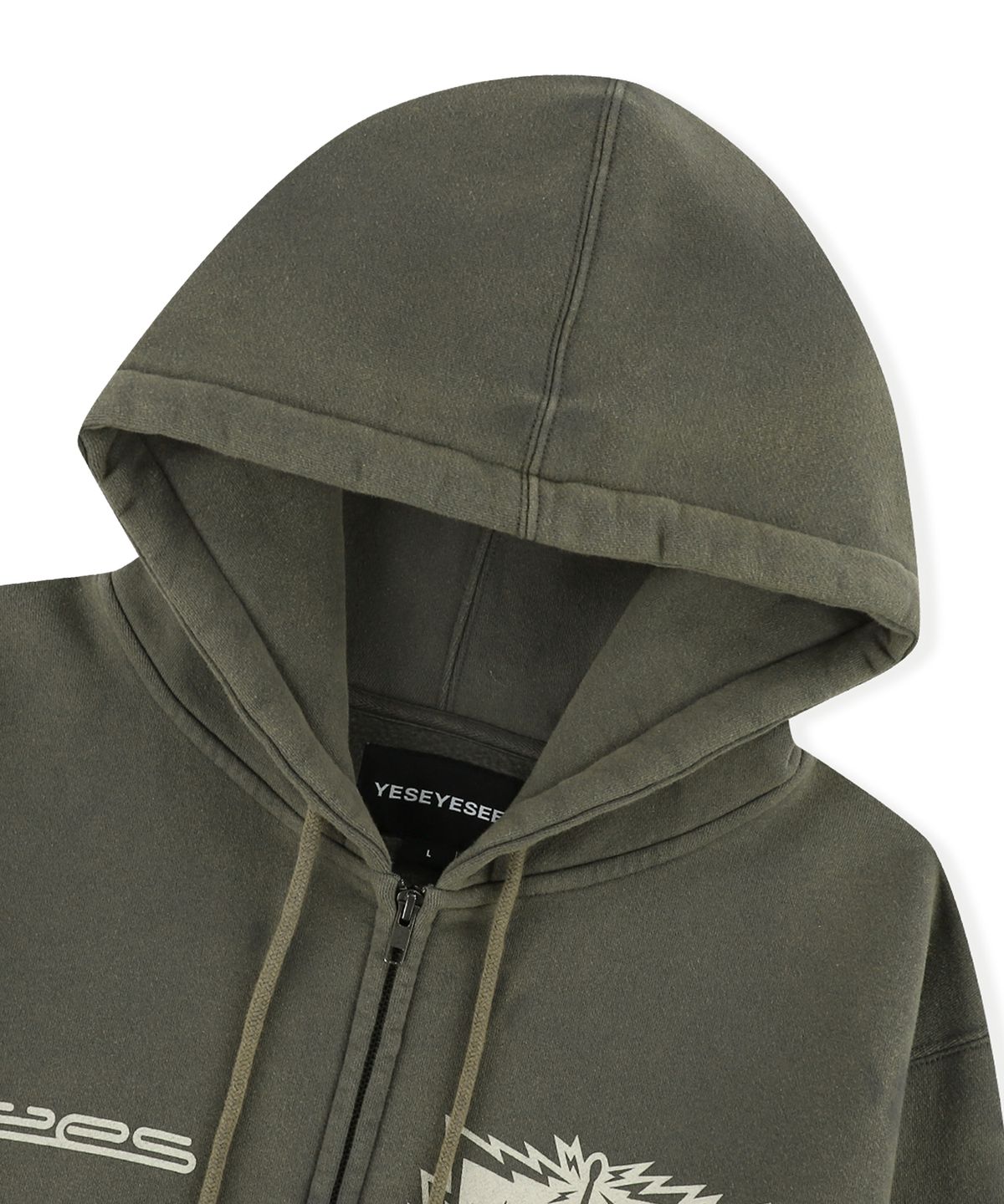 예스아이씨(YESEYESEE) Y.E.S Painted Zip-up Hoodie Dark Grey